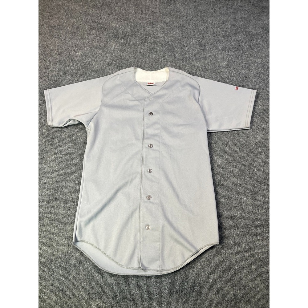 Wilson Vintage Baseball Jersey Short Sleeve Size S USA Made Plain‎ Gray Retro